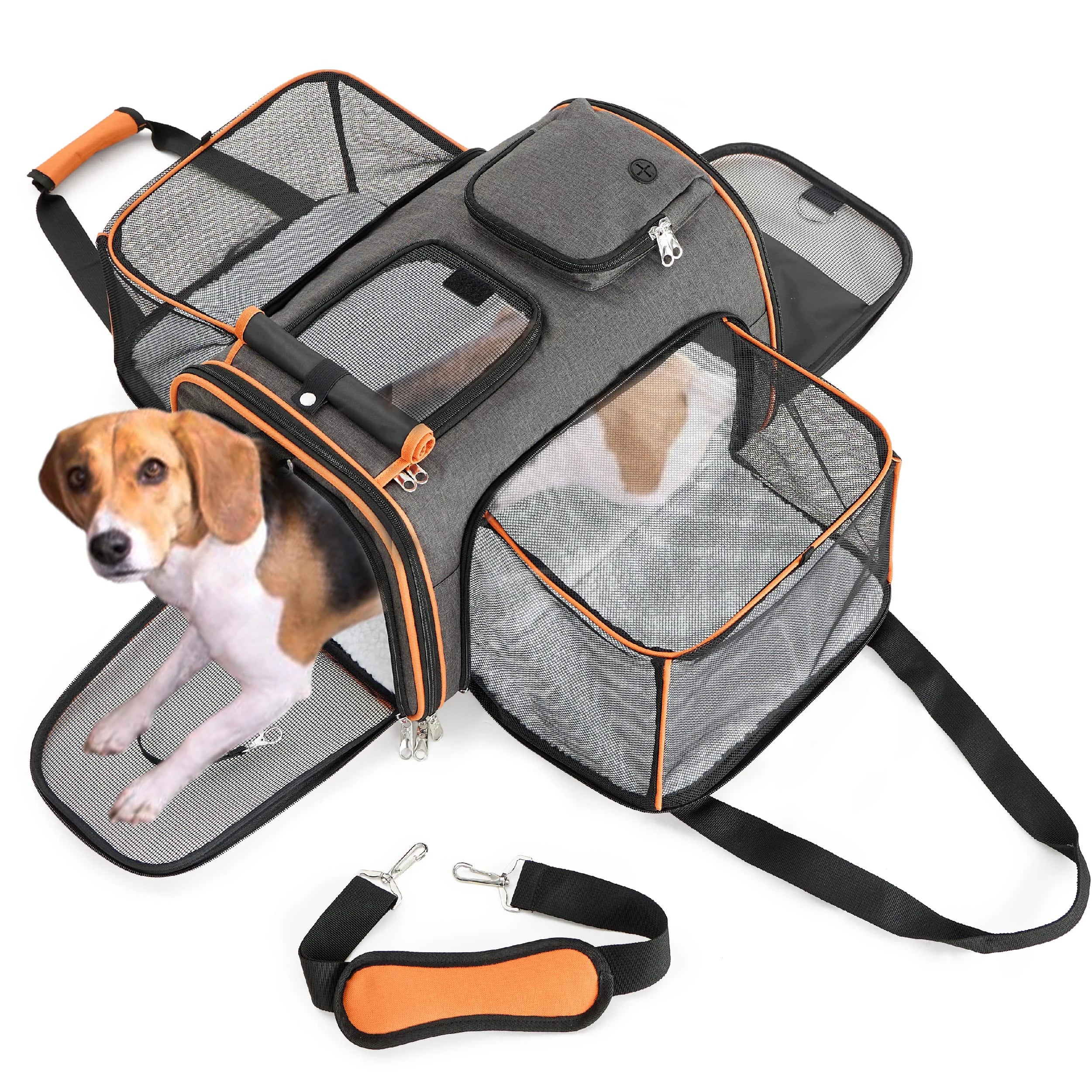 Airline Approved Expandable Soft-Sided Pet Carrier With Removable Fleece Pad and Pockets for Cats/Puppy Travel Pet Carriers