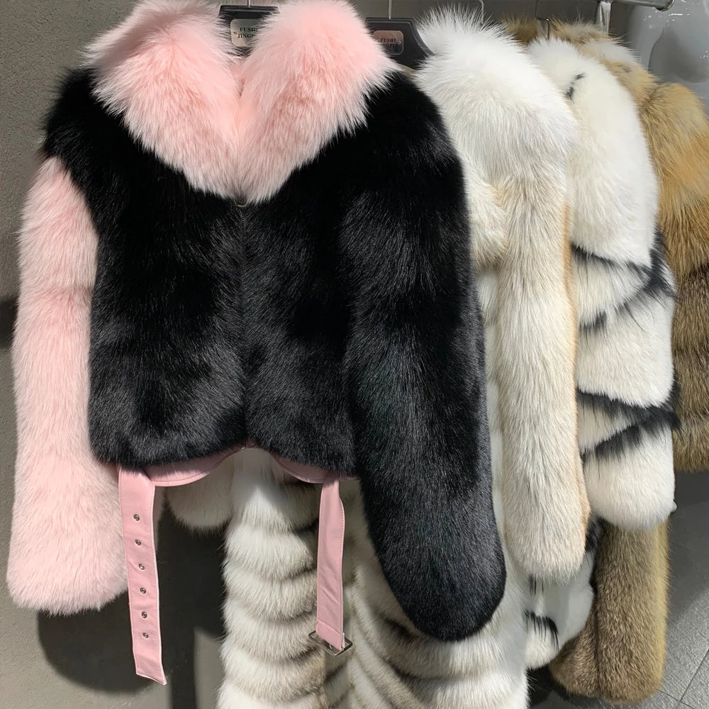 Fox Fur Jacket Ladies Fox Coat Women Warm Winter Natural Fur Cloth