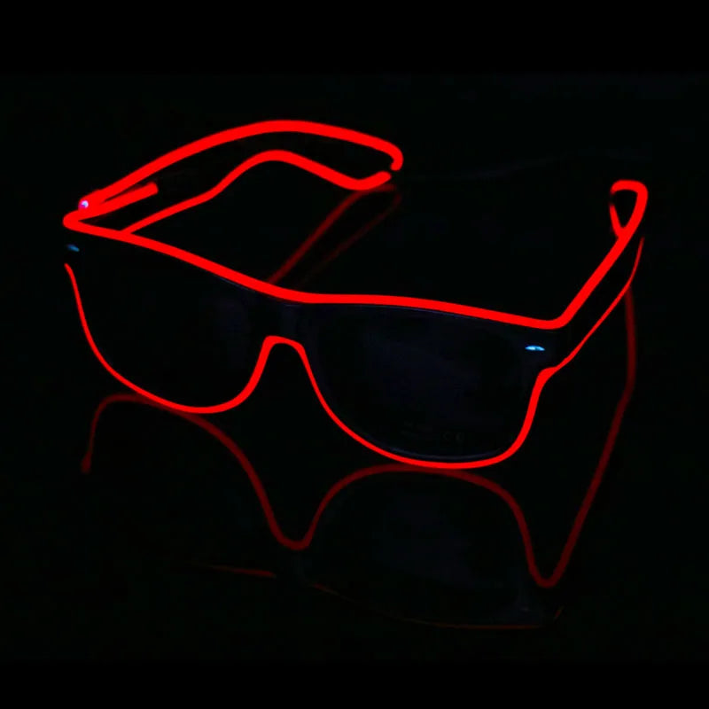 Smart Remote Control El Wire Neon LED Light up Shutter Shaped Glow Sun Glasses Rave Bow Tie Costume Party DJ Bright Glasses