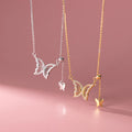 Fashion Fine Jewelry 925 Sterling Silver butterfly Double Butterflies Diamond Tassel Adjustable Gold Plated Necklaces Women