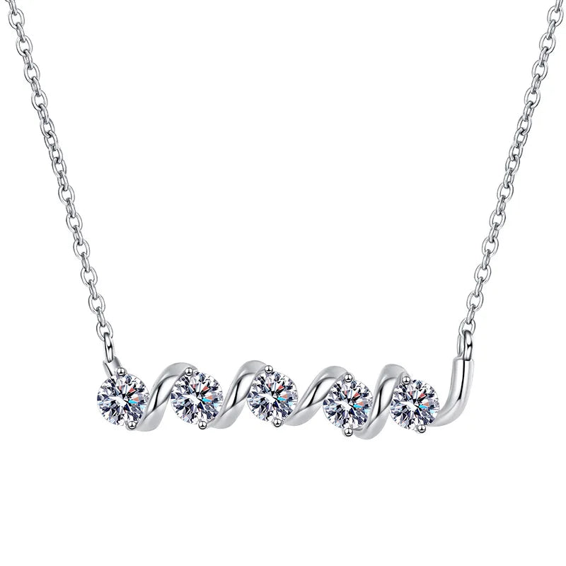 Luxury Pendant 18k White Gold Plated Total 1.5Carat Design Jewelry Women 925 Sterling Silver Moissanite Necklaces for Women