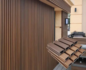 Outdoor Wall Panels Exterior Home Decoration 219*26 mm Wooden Grain WPC Composite 3D Fluted Fireproof Waterproof Eco-Friendly