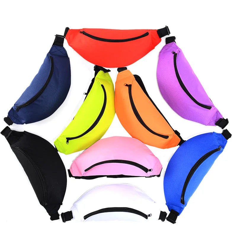 Custom Cheap Promotional Gift Polyester Zipper Waist Bags Plain Blank Giveaway Fanny Pack with Logo Printing Sublimation Unisex