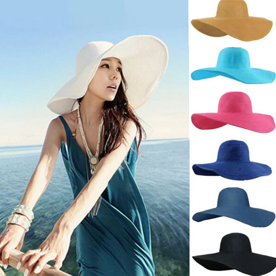 2026 Wholesale Floppy Oversize Large Wide Brim Straw Hats Travel Parent-child Straw Hat Women Summer Seaside Sun Beach Hat Caps