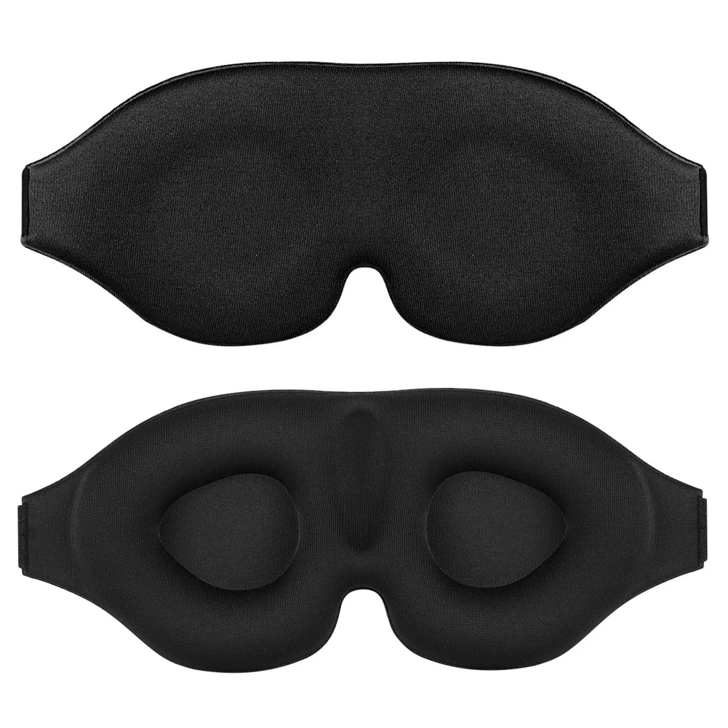 Black Luxury 3D Memory Foam Eye Mask Elastic Strap Super Soft Oversized for Men/Women Light Block Travel Sleep Mask Bamboo Fiber