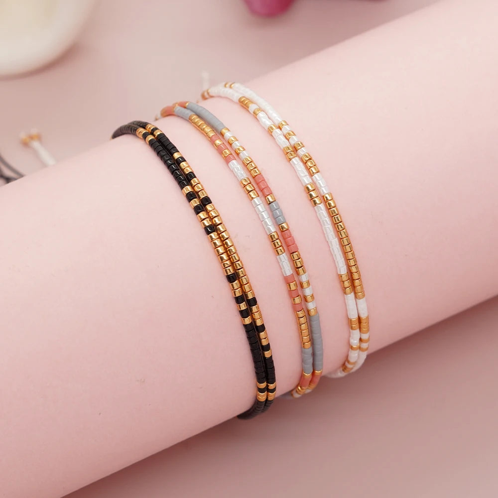 Go2boho Turkish Women Pulsera Fashion Beaded Bracelets Women Handmade Adjustable String Golden Miyuki Beads Bracelets