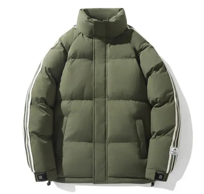 New Sports Winter Jacket Stand Collar Design Solid Color Bread Coat Couple Thick Warm Mens Down Jacket