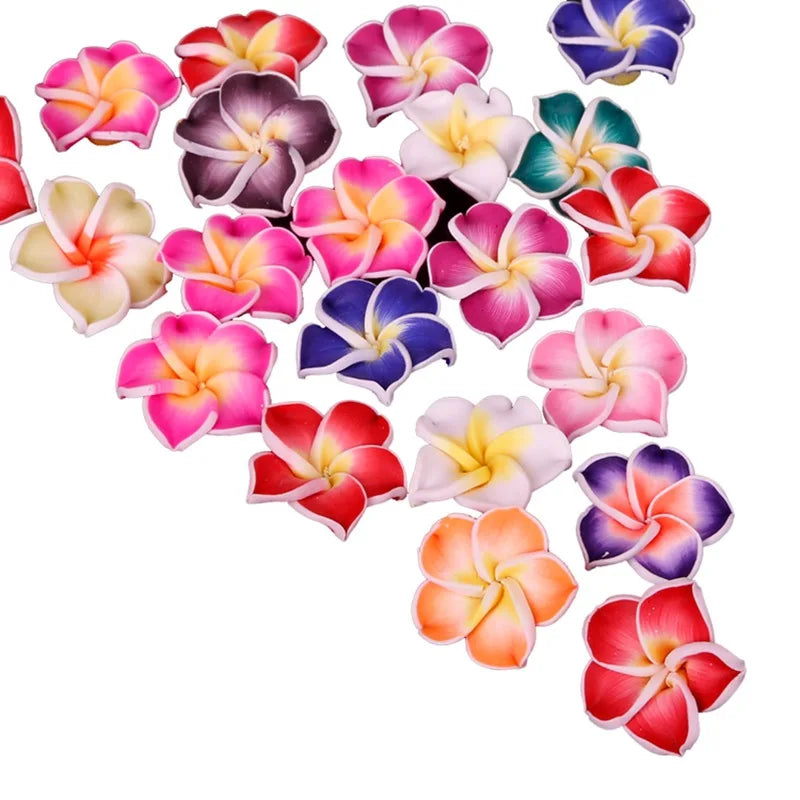 12MM 15MM 20MM DIY Egg Flowers Accessories Hole Polymer Clay Frangipani Flower for Jewelry Making