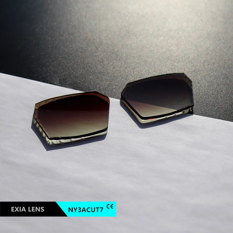 EXIA NY3ACUT7 Nylon Sunglasses Lens Rimless Groove Cutting Anti-Oil Color Gradient Brown Base Curve 2 Thickness 3mm