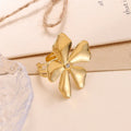 New Arrival Superior Women Jewelry 18K Gold Stainless Steel PVD Zircon Inlaid Flower Ring