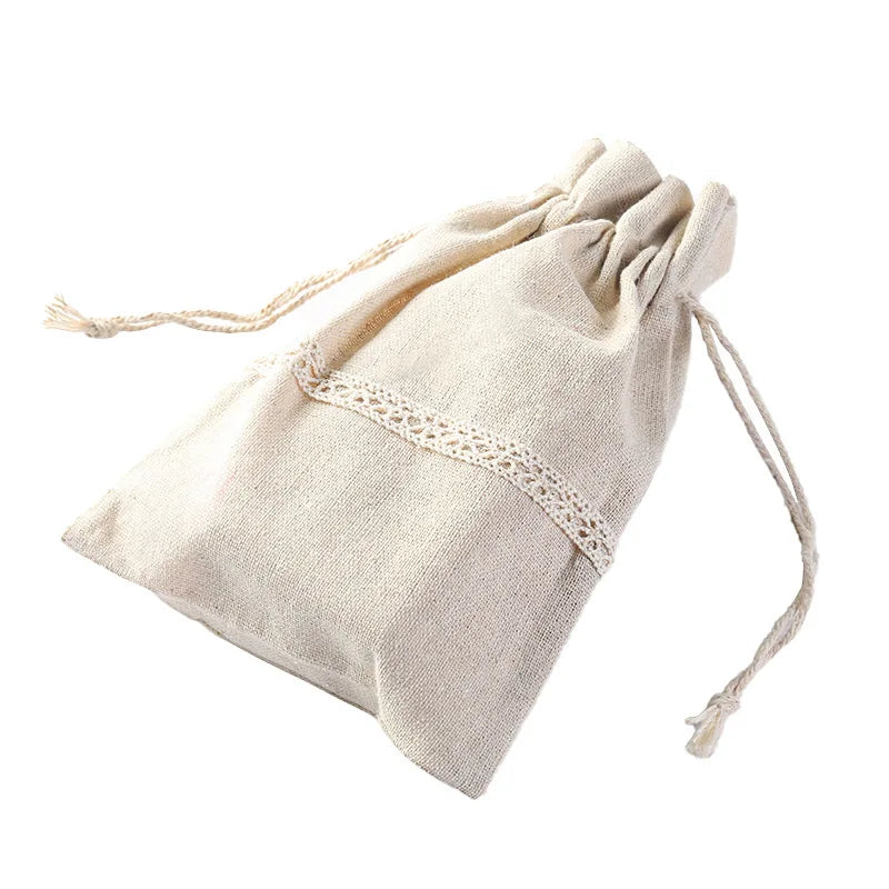 Customize Logo Organic Cotton Jewellery Bag Fashion Cheap Organic Cotton Drawstring Bag