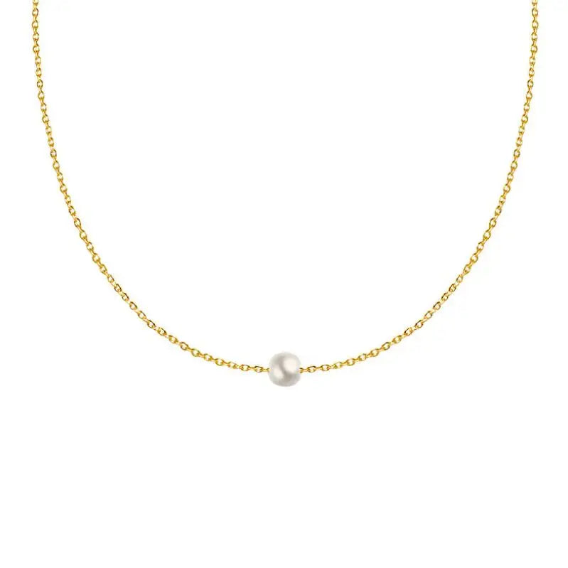 Bridesmaid Wedding Gifts Stainless Steel Gold White Pearl Necklace Gold Single Pearl Necklace Gold Chain for Women