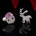CAOSHI New Christmas Silver Plating Stud Earrings for Women Father Christmas Elk Cute CZ Stone Earrings
