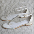 Customized Wedding Sandals Bridal Flat with Crystal Leather Lining and Leather Insole