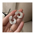 Luxury Vintage 925 Sterling Silver Big Chunky Spiral Shape Stud Earrings for Women
