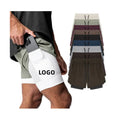 Men's Sports Running Logo Casual Plain Nylon Gym Shorts 2-in-1 Compression Fitness Quick Dry Shorts