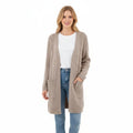 Fall Mid-Length Winter Solid Color Cardigan Knitwear Clothing Fashion Pockets Plus Size Women's V Neck Long Sweaters Coat