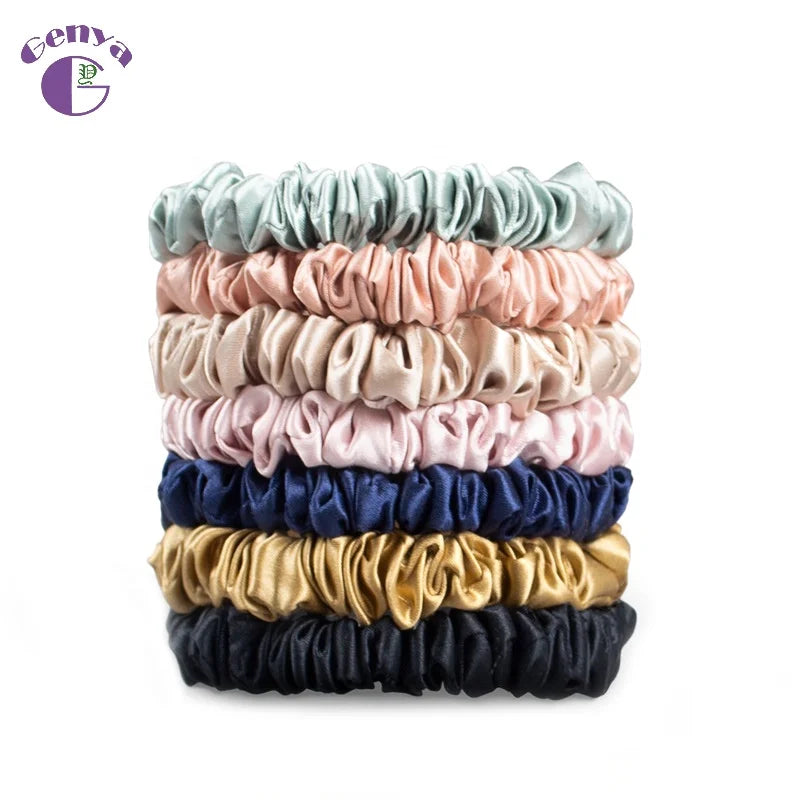For 100% Real Silk Mulberry Silk Hair Scrunchies Mixed Colors Ponytail Holders