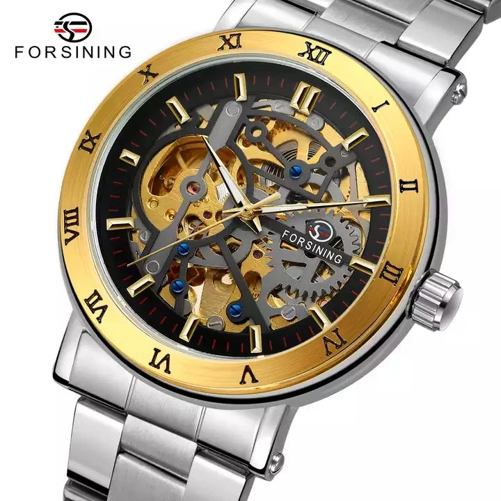 AliExpress Hot Sale Forsining Watches Mechanical Automatic Round Shape Men Watch Luxury Mens Popular Golden Man Clock Wristwatch