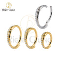 Right Grand Implant Grade ASTM F136 Titanium Clear Zircon Mirror Polish Hinged Clicker for Cartilage Helix Piercing