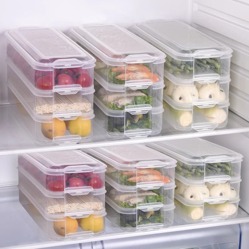 OWNSWING 3 Layers Plastic Food Storage Container Refrigerator Food Storage Bin With Lid Airtight Food Storage for Kitchen