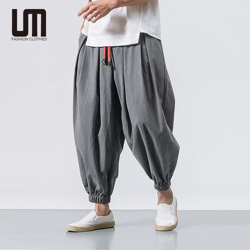 Liu Ming 2025 Trending Product Spring Summer Men Casual Loose Linen Cotton Pants Sweatpants Oversize Trousers