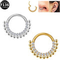 Gaby New ASTM F136 Titanium Nose Ring Cartilage Earrings Piercing Jewelry Daith Hoop Hinged Segment G23 Fashion Body Jewelry CZ