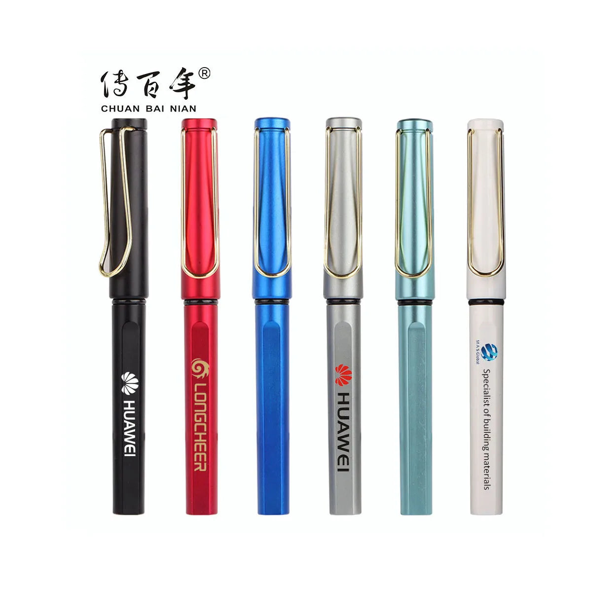 Hot Selling Business Gift Plastic Body Metal Clip Spray Paint Write Pen 0.5mm Large-Capacity Gel Pen with Custom Logo
