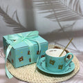 XHL SUB Exquisite 250ml Ceramic Coffee Cup Set with Gift Box for Office or Birthday Tea Cups & Saucers for Girls