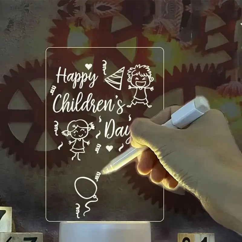 3D LED ABS Night Light with 16 Colors Remote Control Dimmable Erasable Writing Slate Postmodern Design Hotel Use Board MegaBDM