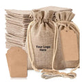 Eco Organic Reusable Durable Burlap Jute Linen Gift Bags with Drawstring for Jewelry Pouches and Shopping Use