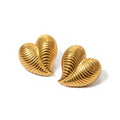 J&D Dainty Handmade 18K Gold Plated Stainless Steel Striped Heart Charms Love Earrings Jewelry for Women