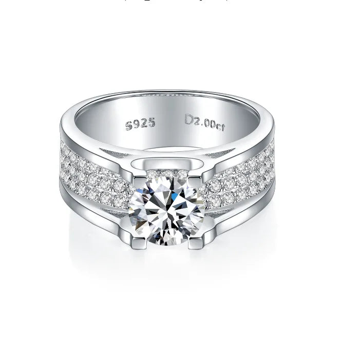 Factory Price D VVS Moissanite Certificate 925 Sterling Silver 1CT Moissanite 18K Gold Rhodium Plated Men Rings Silver 925