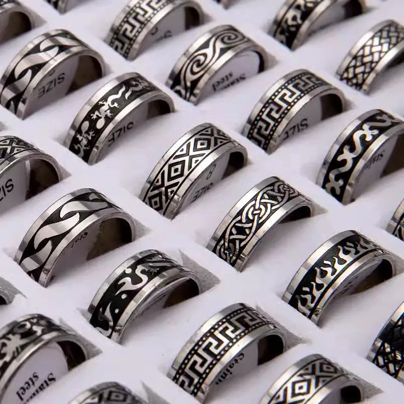 Classic Men's Stainless Steel Rings Jewelry for Men and Women Jewelry Gifts Mixed Batch of Ring Box