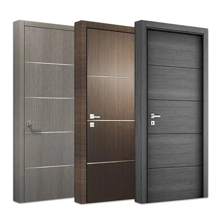 Modern Waterproof Solid Wood Interior Bathroom Door Fiberglass Germany Hardware Swing Open Style Thermal Insulation Finished