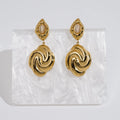 Latest 18K Gold Plated Stainless Steel Jewelry Irregular Oval Agate Spiral Drop Earrings Waterproof for Woman Earrings E241624