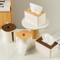 Home Hotel Modern Multi-use PP Plastic Wall Mounted Wooden Grain Roll Paper Case Holder Facial Tissue Box