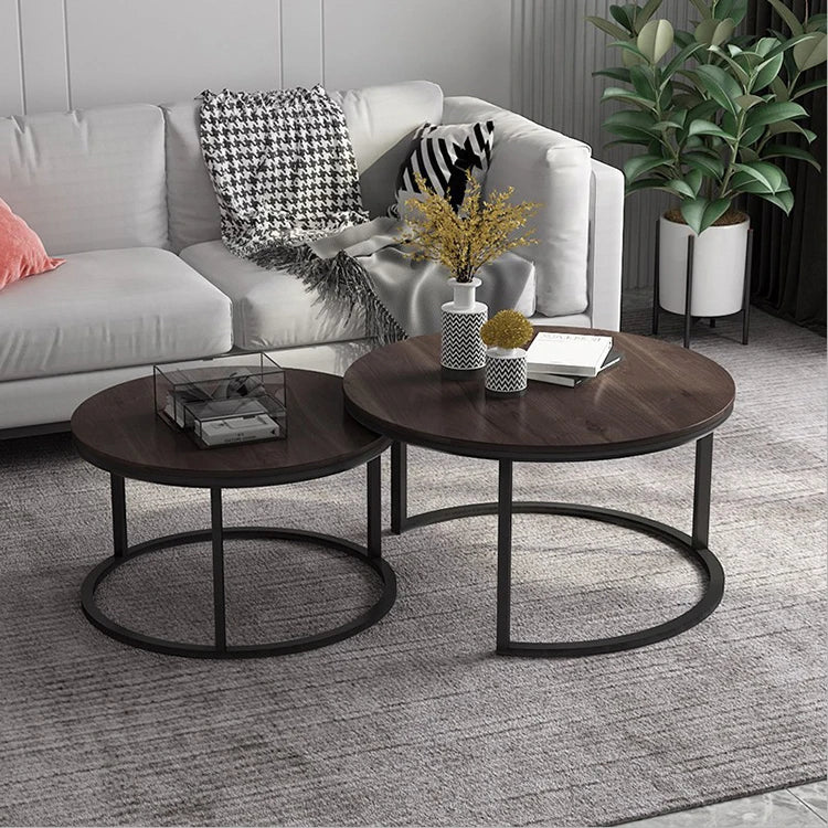 Hot Sell Modern Design Metal & Wood Round Coffee Table Set Durable & Stable Living Room Home Furniture