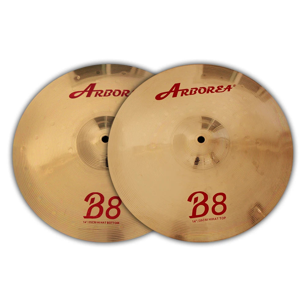 Arborea Professional B 8 Alloy Hi-Hat Cymbals Perfect for Practice & Performance Bright Sound Drum Set Cymbals