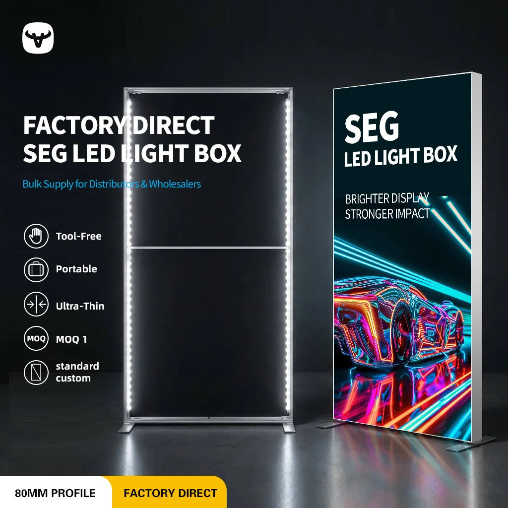 Seg Lightbox Aluminum Hanging Tradeshow Exhibition Booth Display Tension Fabric Backdrop SegPop Led Backlit Modular Display MegaBDM