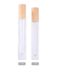 10ml Long Round Square Clear Glass Essential Oil Roller Bottle with Wood Pattern Cap Thick Bottom Screw Cap MOQ 100pcs for Blush