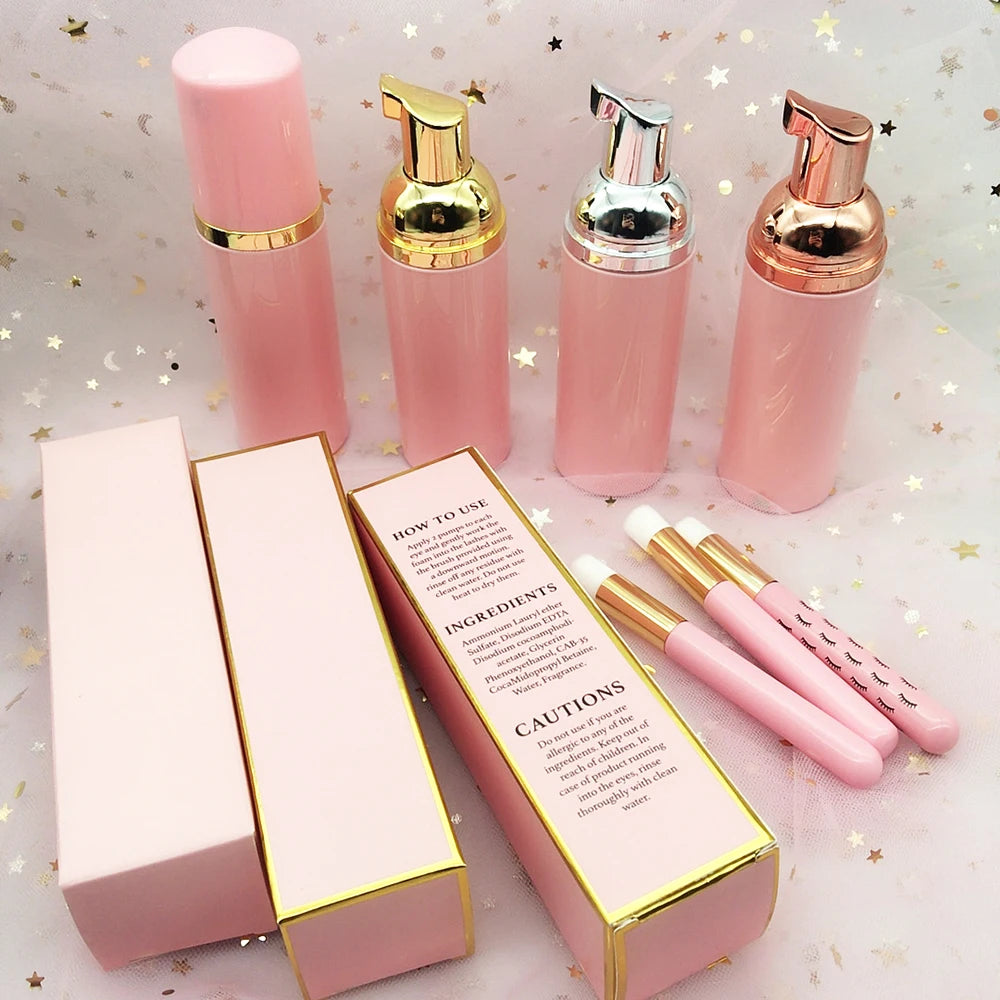 Private Label Eyelash Extension Small Luggage case for Sensitive Lash Cleanser Bath Shampoo Kit Sachet MegaBDM