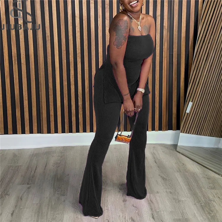 Women Strapless Top + Pencil Pants 2025 Winter Active Fitness Streetwear Two 2 Piece Sets Outfits Tracksuit