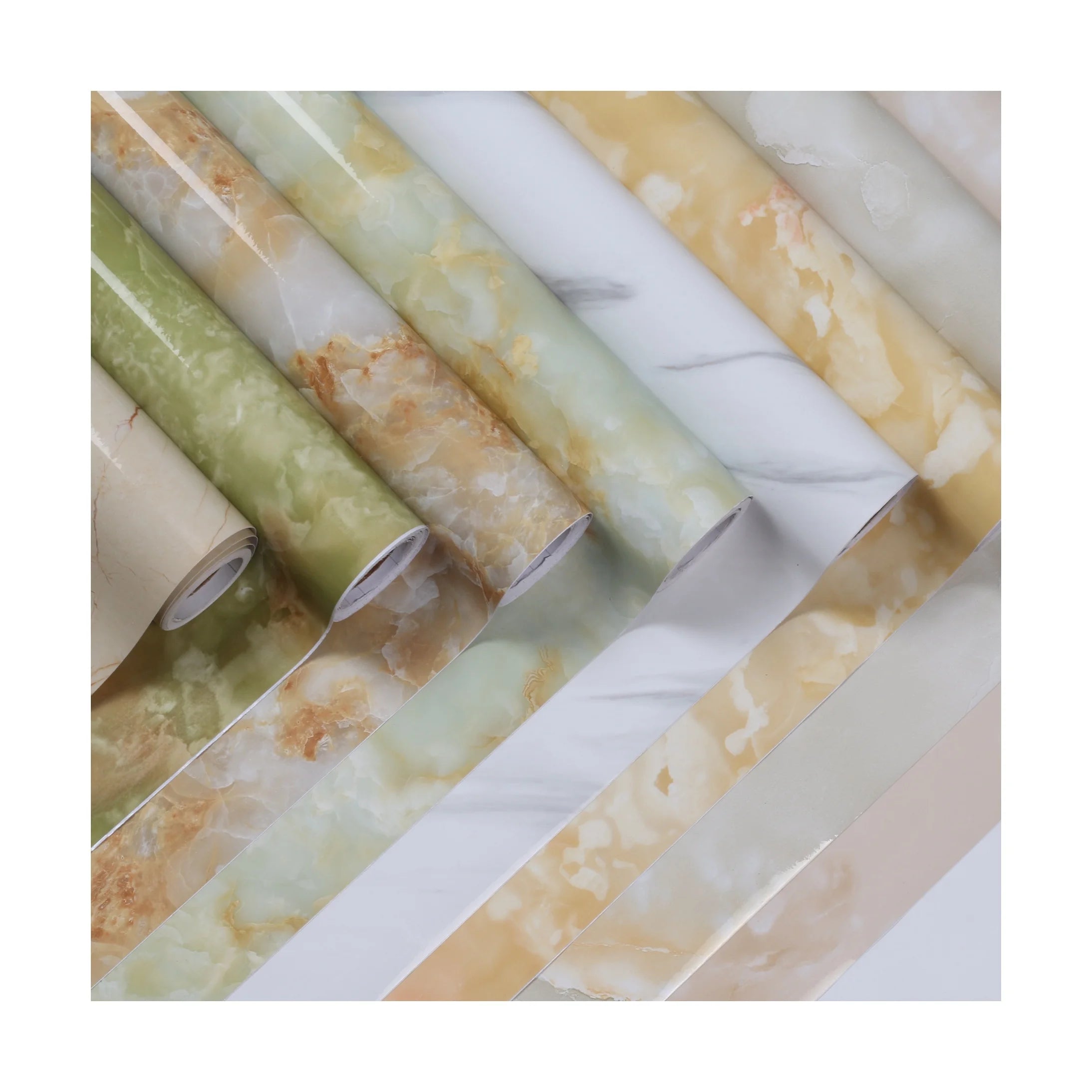Modern Design Self-Adhesive 3D Stone White Marble Contact Paper Glossy Vinyl Waterproof Wallpaper for Bathrooms Wall Paper