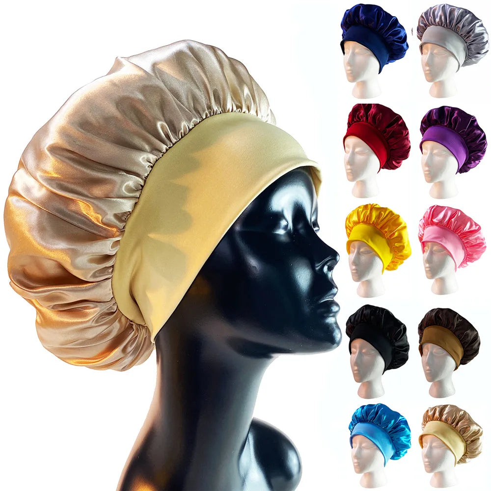 Wholesale  Elastic Adjustable Sleeping Hats  Hair Care Protection Bonnets Women Girls Hair Satin Bonnet Caps