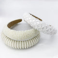 European and American Luxurious Pearl Headband Hair Ornaments Bride's Vintage Headwear Hand Sewn Sponge Wide Brim Hairband
