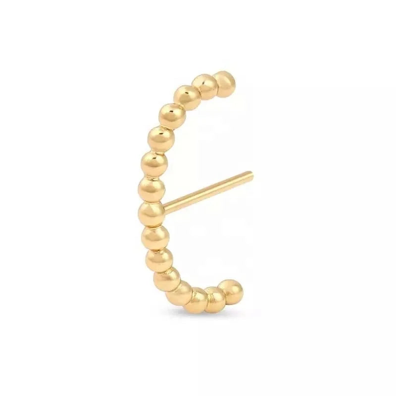 LOZRUNVE 925 Sterling Silver 14k Gold Minimalist Suspender Beaded Cuff Stud Earring