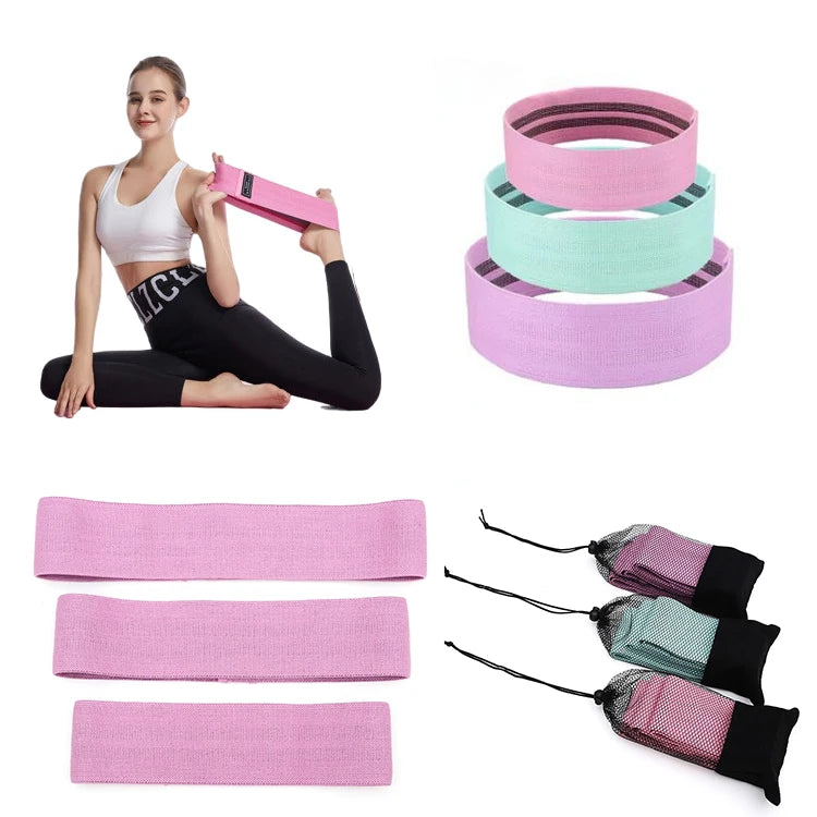 Custom Different Strength Levels Fabric Elastic Home Fitness Training Hip Circle Resistance Band Set
