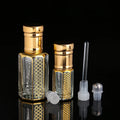 CJ-3ml 6ml 12ml Octagon Attar Gold Hot Stamping Logo Empty Crystal Glass Bottle Roll on Perfume Essential Oil Glass Bottle