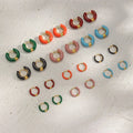 2022 Summer Jewelry Chunky Thin 316L Stainless Steel 18K Gold PVD Plated Colorful Enamel Mini Huggies Hoop Earrings for Women